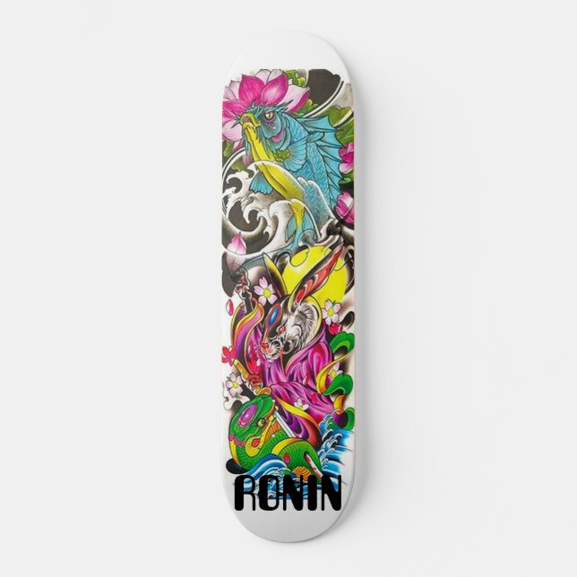 Japansk snake Rabbit Koi Flower Lotus Skateboard (Framsida)