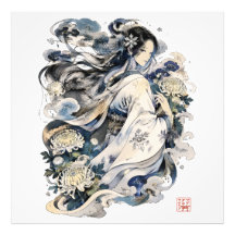 Japansk Snö Kvinnlig Konst | Vinter Yokai I Kimono