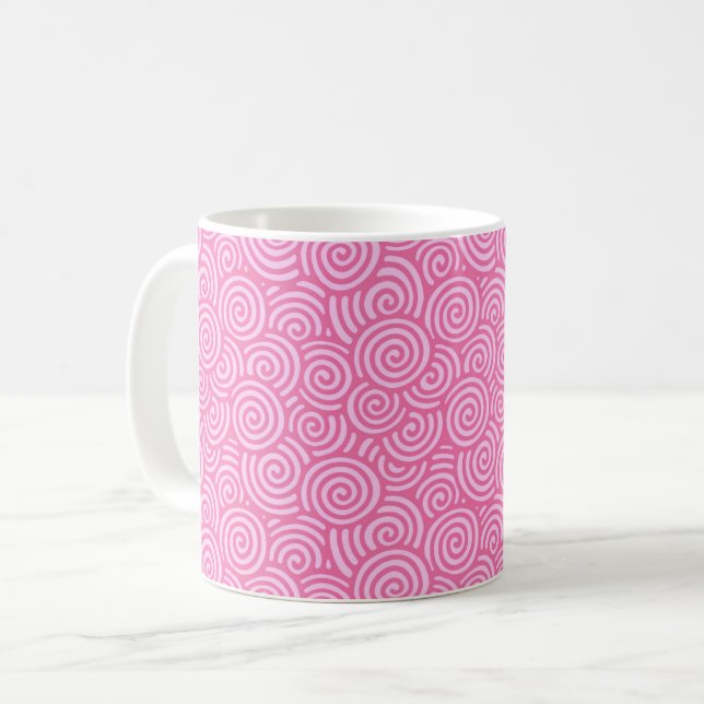 Japansk snurrl mönster - mjuk pepparmyntrosa kaffemugg (Framsida vänster)