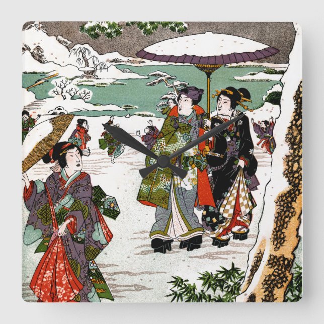 Japansk snutt fyrkantig klocka (Framsida)