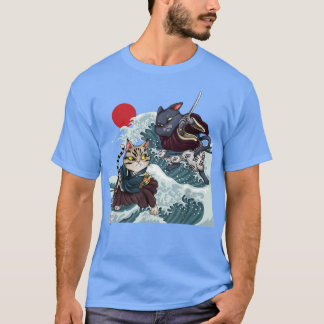 Japansk sol grunge Samurai Mask anime cat japan T Shirt