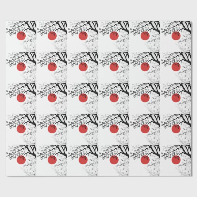 Japansk sol- och naturpenselkonst presentpapper (Platt)