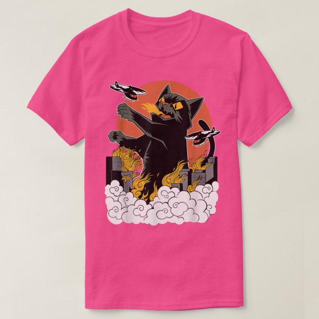 Japansk solnedgång Catzilla  T Shirt (Design framsida)