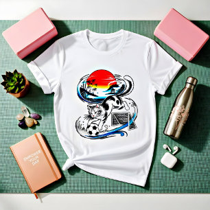 Japansk solnedgångsdesign för kattälskare t shirt