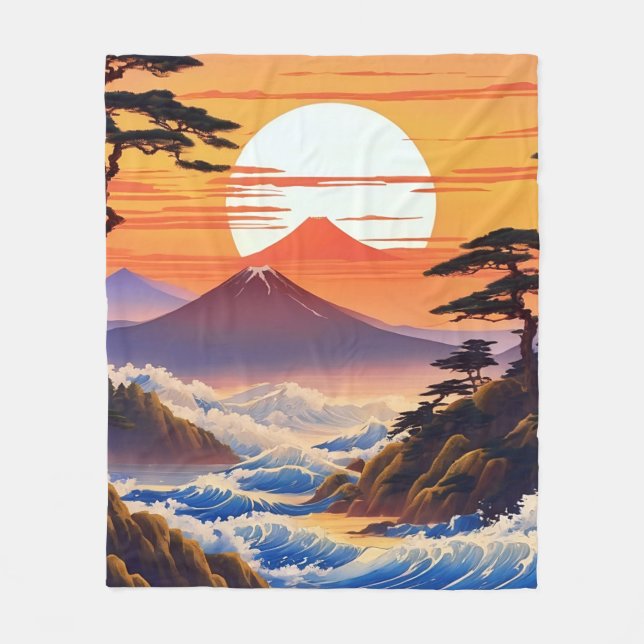 Japansk soluppgång - liggande fleecefilt (Framsidan)