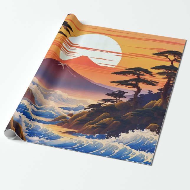Japansk soluppgång - liggande presentpapper (Utrullad)