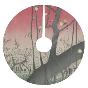 Japansk soluppgång plommon gods träd julgransmatta borstad polyester