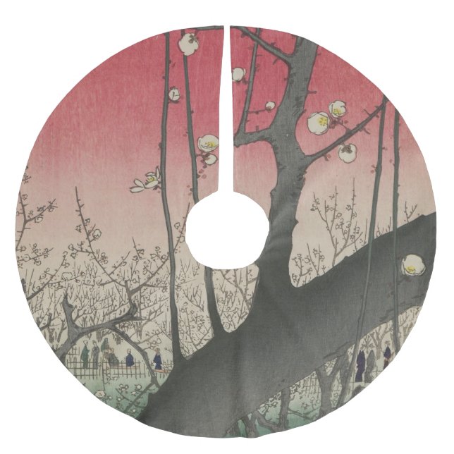 Japansk soluppgång plommon gods träd julgransmatta borstad polyester (Framsidan)