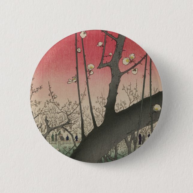 Japansk soluppgång plommon gods träd knapp (Framsida)