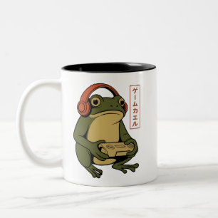 Japansk Spelande Groda Rolig Vintage Gaming Två-Tonad Mugg
