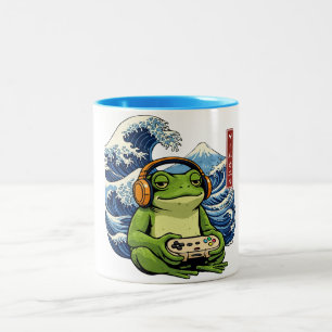 Japansk Spelande Groda — Vintage Japansk Spelande Två-Tonad Mugg