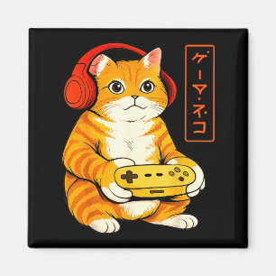 Japansk Spelare Katt Roligt Vintage Spelpresenter Magnet