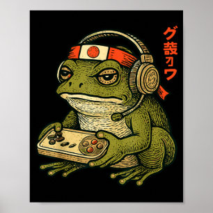 Japansk spelarfrosk konst män kvinnor pojkar rolig poster