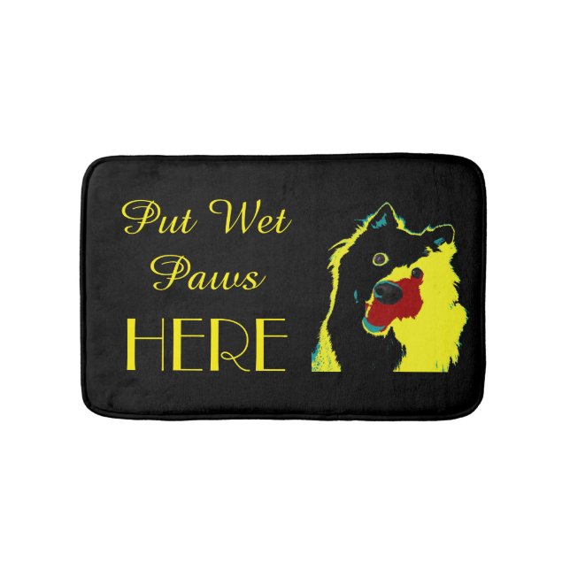 Japansk spitz Black & Gult Funny Bath Mat Badrumsmatta (Framsidan)