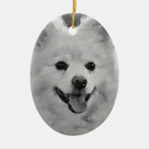 Japansk spitz julgransprydnad keramik