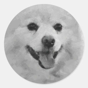 Japansk spitz runt klistermärke