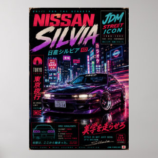 Japansk sportbil vintageaffisch | Mount Fuji Wa Poster