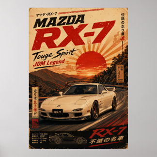 Japansk sportbil vintageaffisch | Mount Fuji Wa Poster