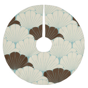 Japansk Stil Blue Foliage Tile Julgransmatta Borstad Polyester