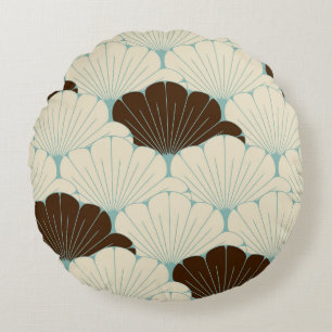 Japansk Stil Blue Foliage Tile Rund Kudde
