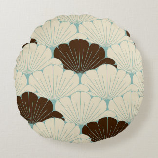 Japansk Stil Blue Foliage Tile Rund Kudde