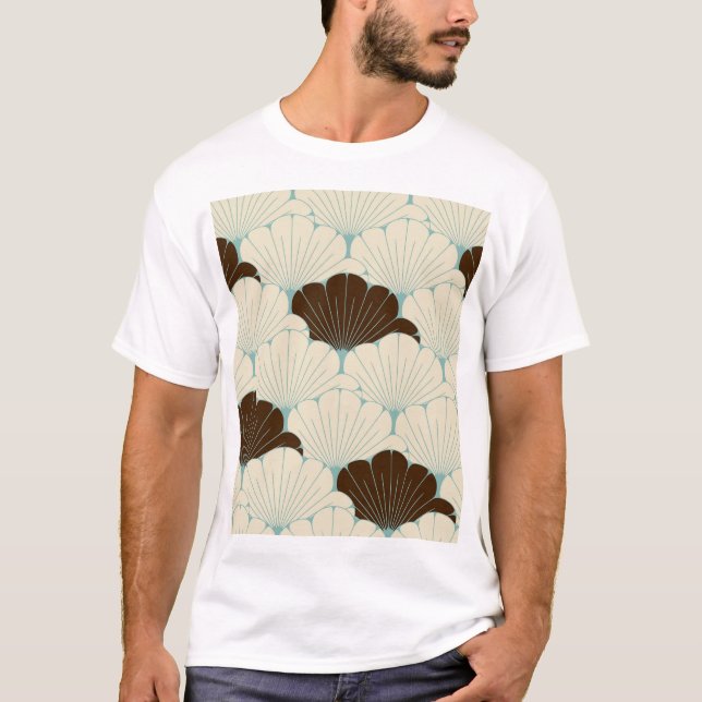 Japansk Stil Blue Foliage Tile T Shirt (Framsida)