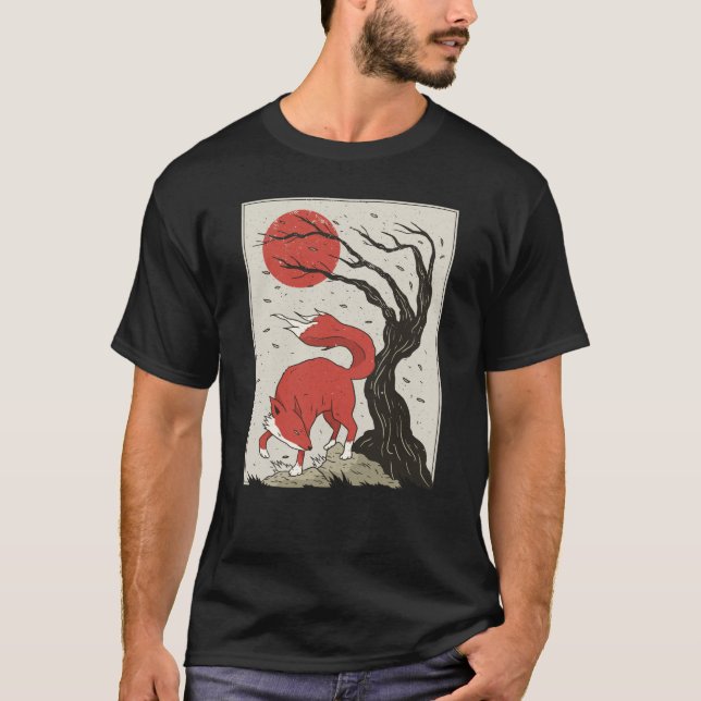 Japansk Stil Fox T Shirt (Framsida)