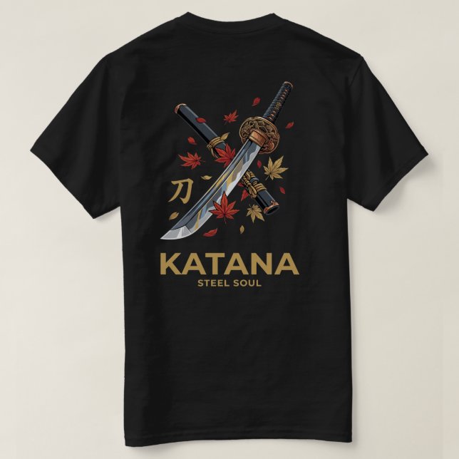 Japansk stil - Katana stål T Shirt (Design baksida)