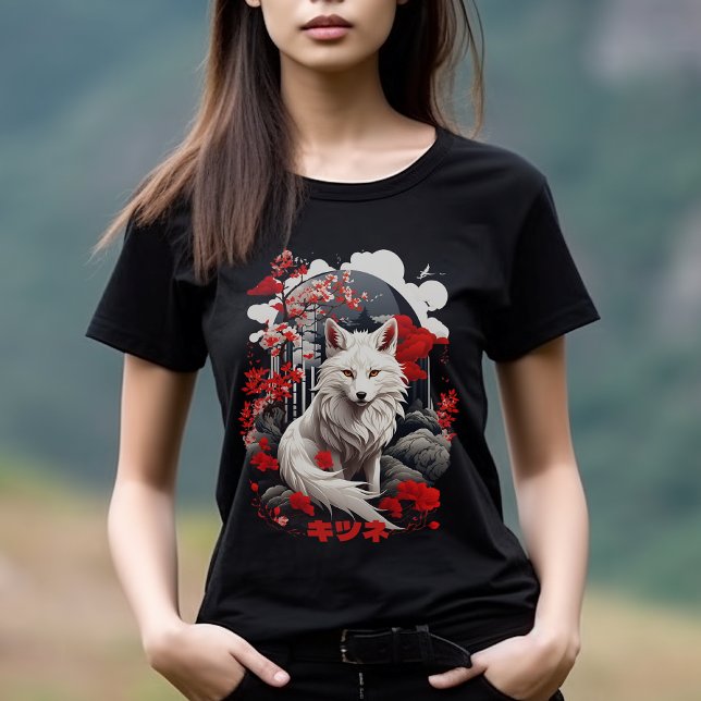 Japansk Stil Kitsune Fox T Shirt (Japanese Style Kitsune Fox Tshirt)