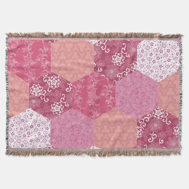 Japansk Stil Patchwork Mönster Design Filt (Framsidan)