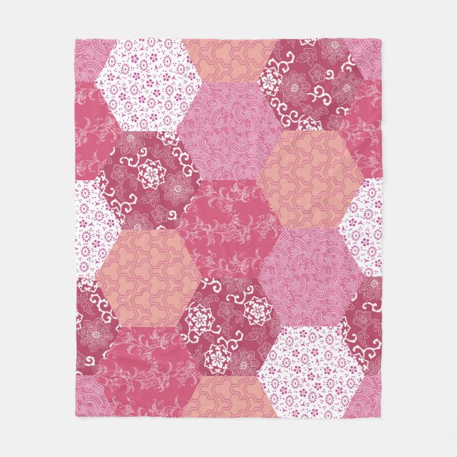 Japansk Stil Patchwork Mönster Design Fleecefilt (Framsidan)