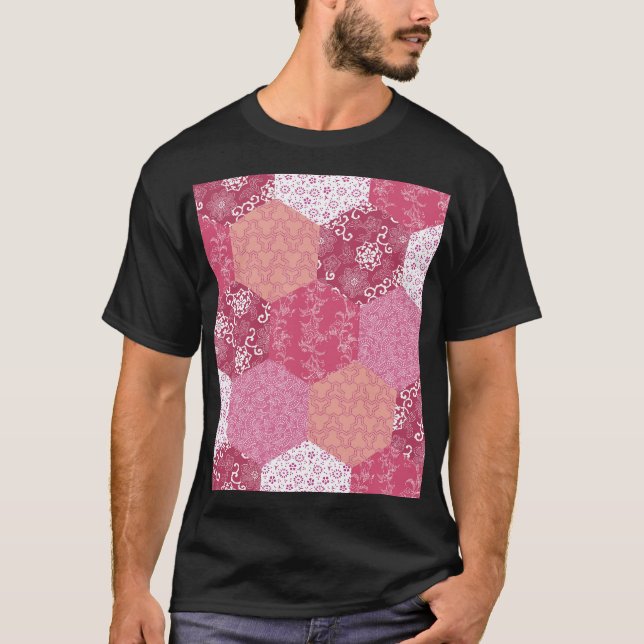 Japansk Stil Patchwork Mönster Design T Shirt (Framsida)
