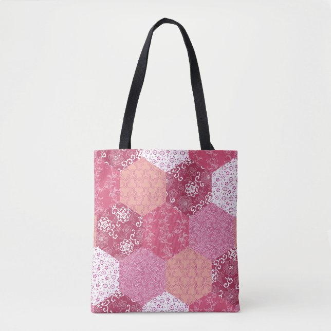 Japansk Stil Patchwork Mönster Design Tygkasse (Framsida)