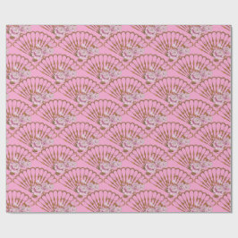 Japansk stil rolig och rosor rosa presentpapper