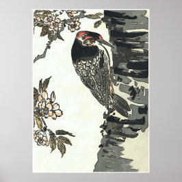 Japansk Stil Woodpecker Poster