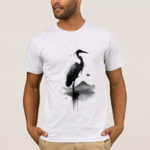 Japansk Sumi-e bläck tvätt Trana Zen T-Shirt