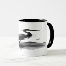 Japansk Sumi-e Trana Zen-konst Kaffe Mugg