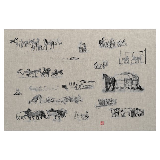 Japansk sumi för ryttare för hästsamuraikonst tyg (Yard)