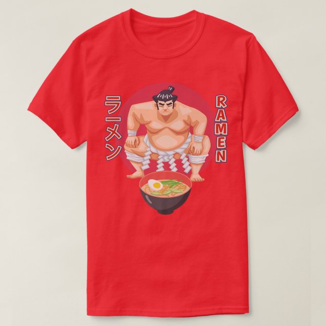 Japansk Sumobrottare Redo Att Äta Ramen Nudlar 393 T Shirt (Design framsida)