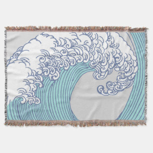 Japansk Surfa Wave Art Ocean Art Filt