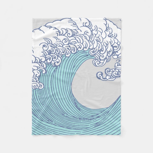 Japansk Surfa Wave Art Ocean Art Fleecefilt (Framsidan)