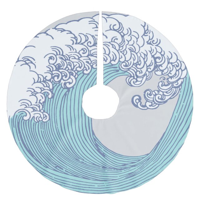 Japansk Surfa Wave Art Ocean Art Julgransmatta Borstad Polyester (Framsidan)