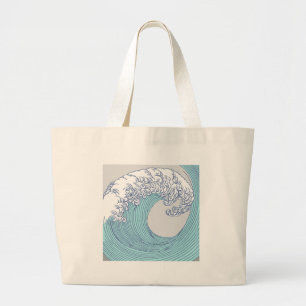 Japansk Surfa Wave Art Ocean Art Jumbo Tygkasse
