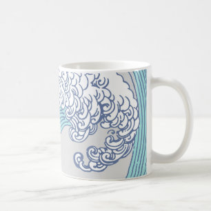 Japansk Surfa Wave Art Ocean Art Kaffemugg