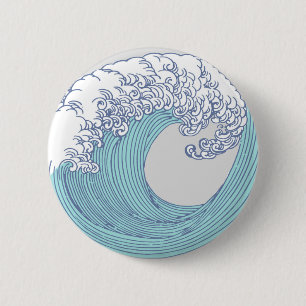 Japansk Surfa Wave Art Ocean Art Knapp