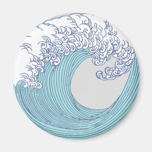 Japansk Surfa Wave Art Ocean Art Magnet
