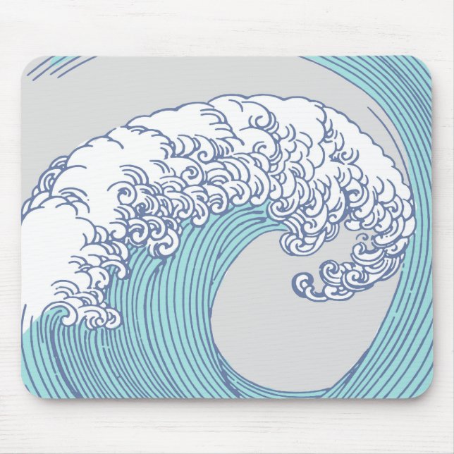 Japansk Surfa Wave Art Ocean Art Musmatta (Framsidan)