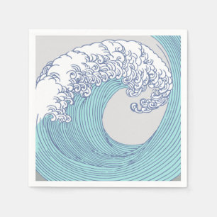 Japansk Surfa Wave Art Ocean Art Pappersservett