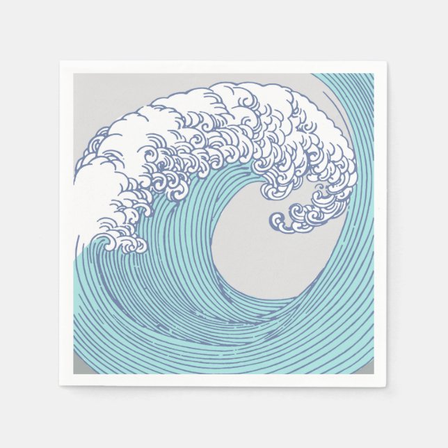 Japansk Surfa Wave Art Ocean Art Pappersservett (Framsidan)