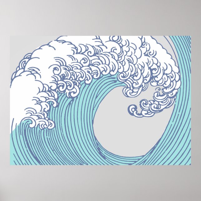 Japansk Surfa Wave Art Ocean Art Poster (Framsidan)